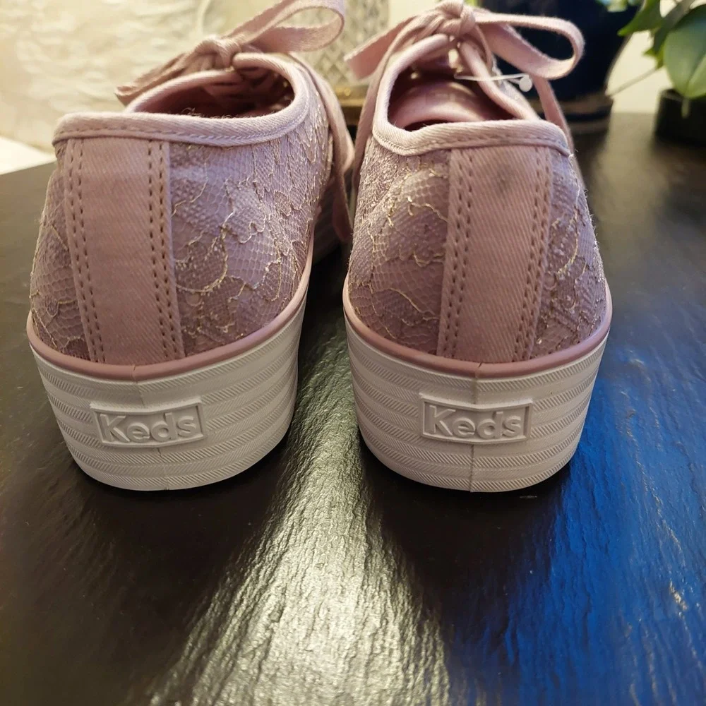 NEW! Keds Women's Point Lace Celebrations Platform Lace-up Pink Sneakers Sz 9.5